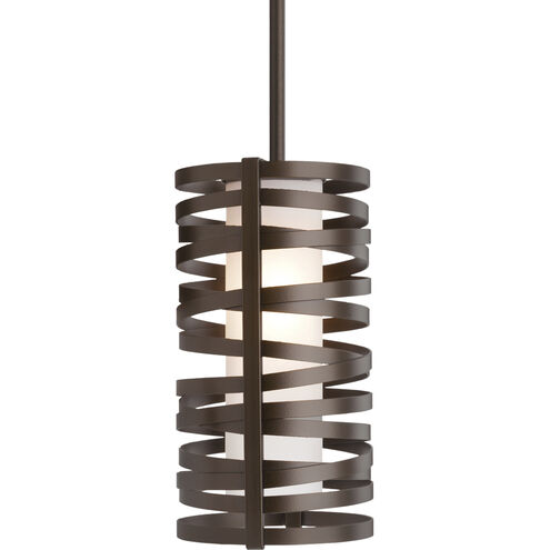 Tempest 1 Light 6 inch Flat Bronze Pendant Ceiling Light in Rod, Frosted